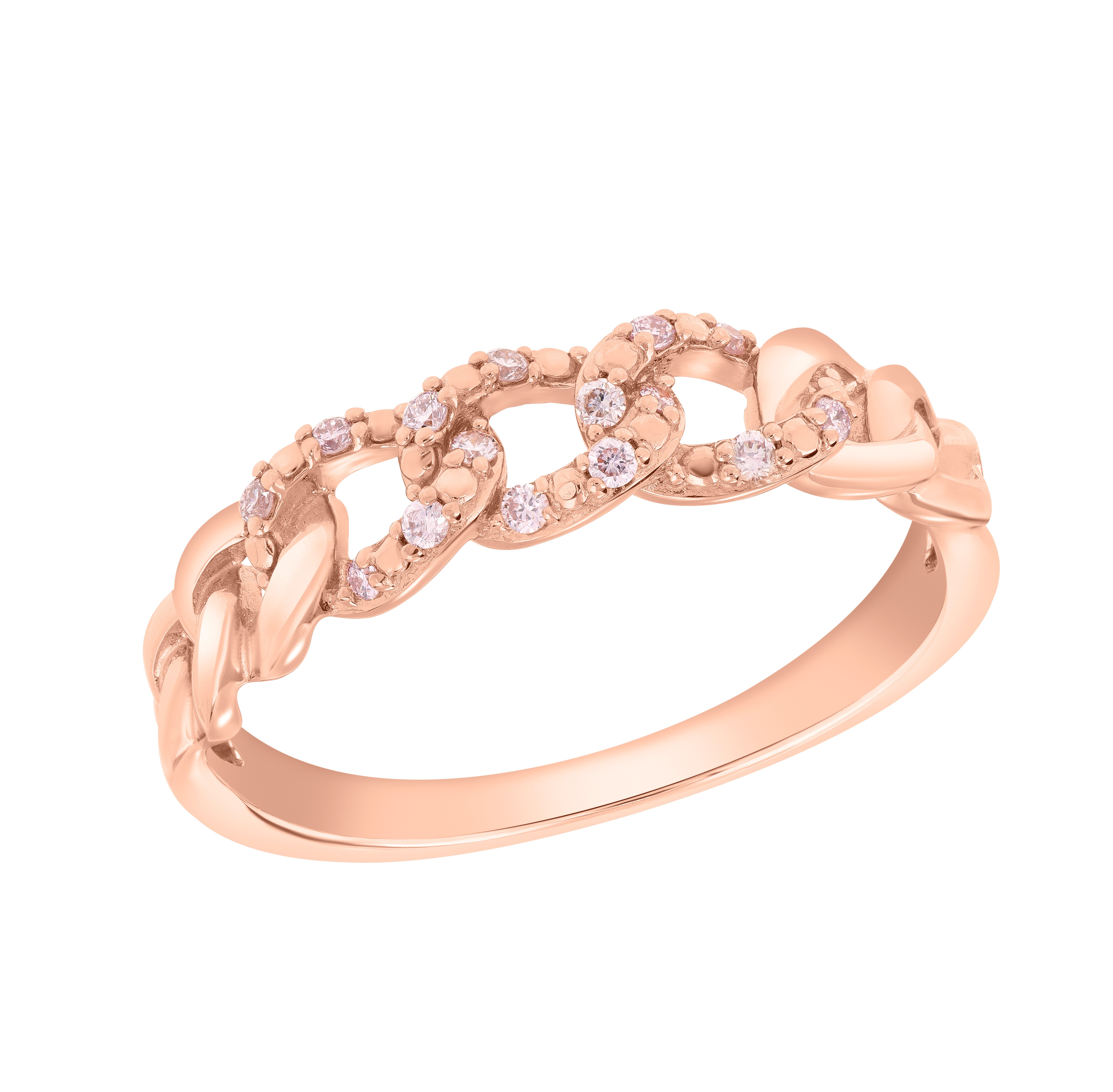 Rose Gold Link Band with Pink Diamonds