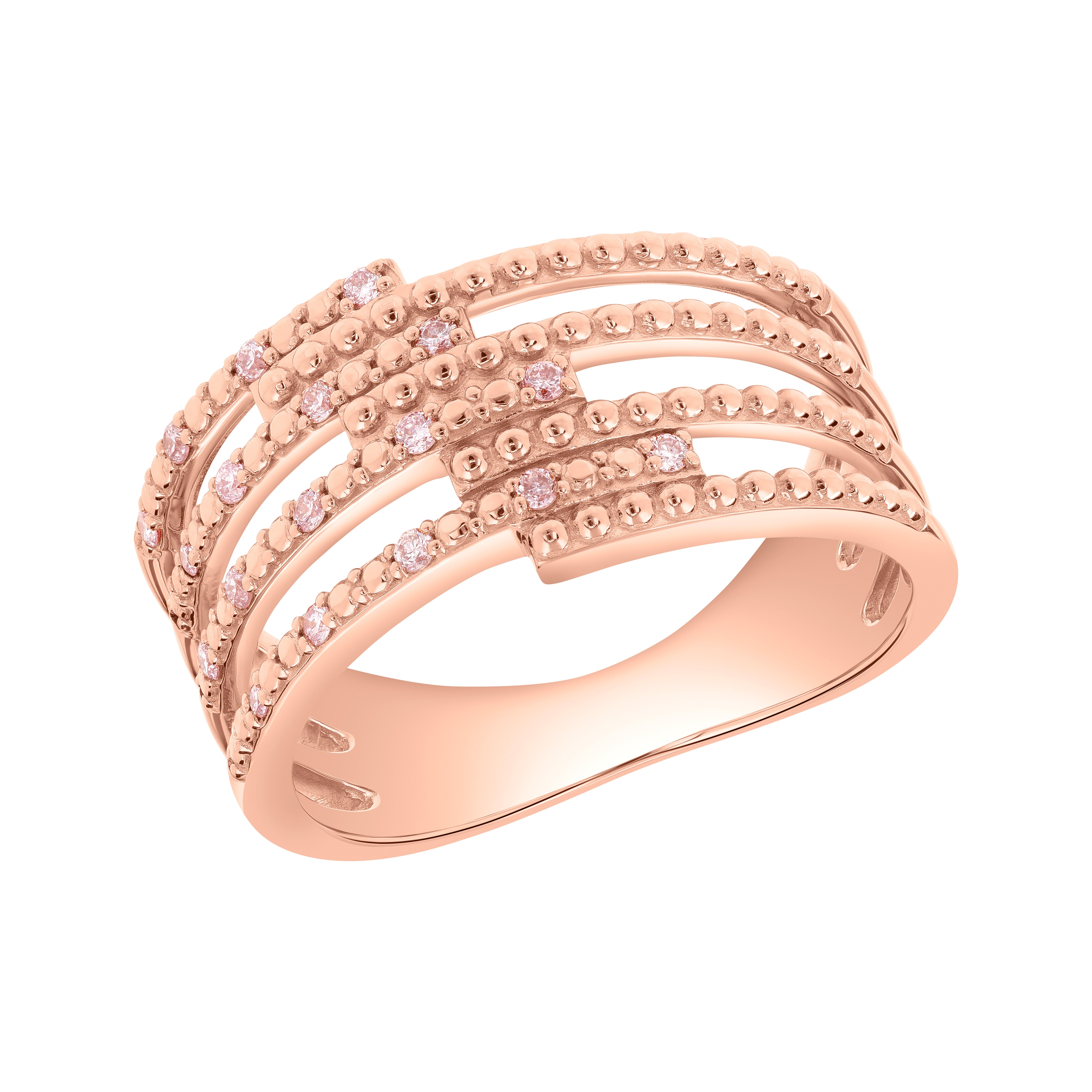 Rose Gold Puzzle Band with Fancy Pink Diamonds