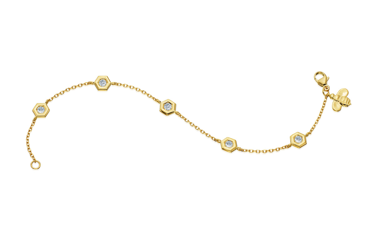 Five-Diamond Mini B Bracelet
