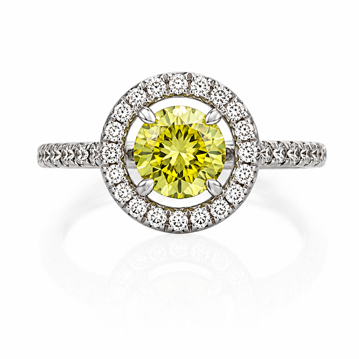 Fancy Intense Yellow Diamond Halo Ring