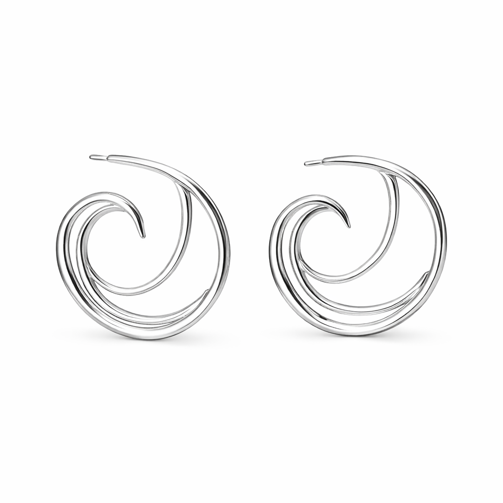 Silver Swirl Hoops