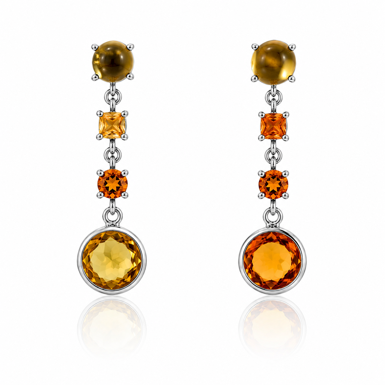 Orange Sapphire Drop Earrings