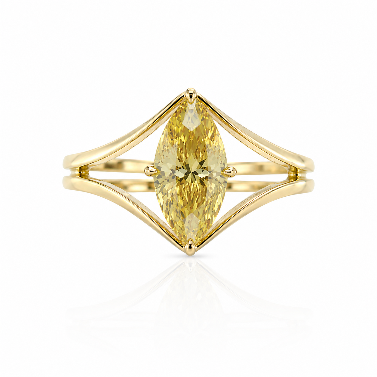 Yellow Marquise Solitaire Diamond Ring