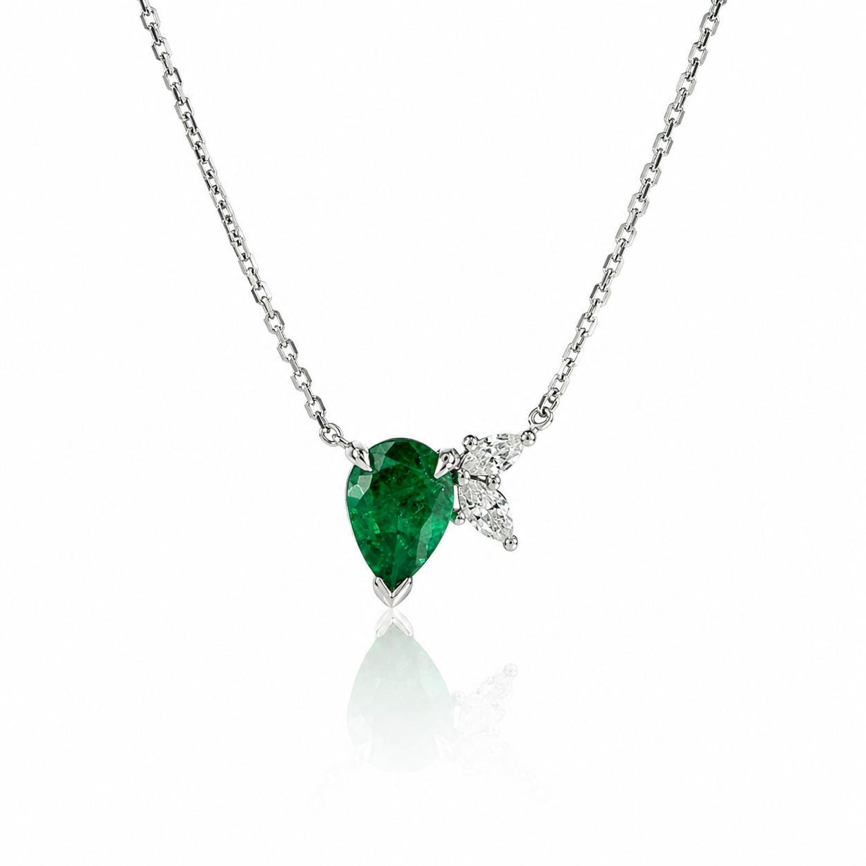 Colombian Emerald Leaf Necklace