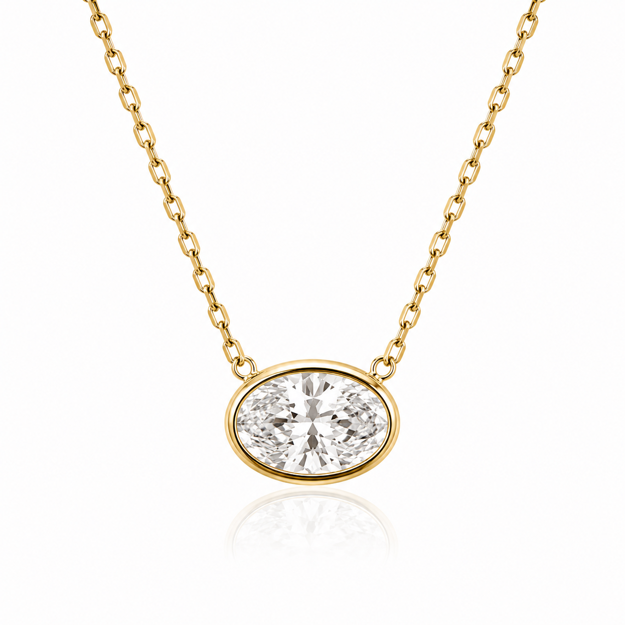 Bezel Set Oval Diamond Necklace