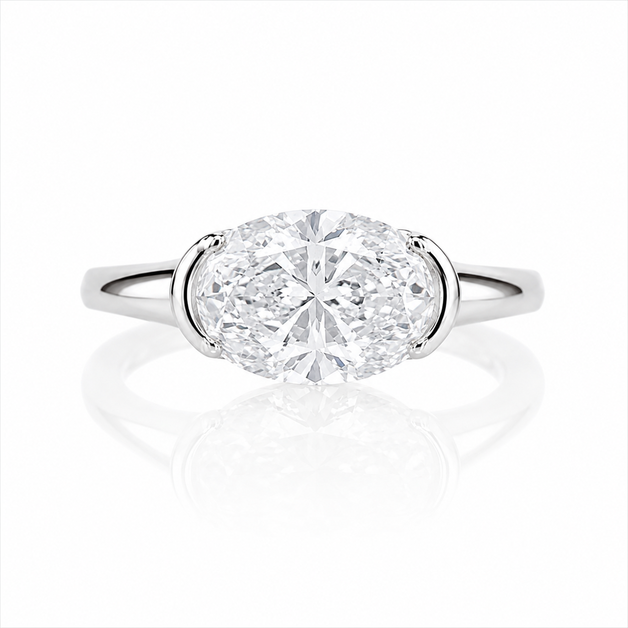 East-West Oval Diamond Solitaire Ring