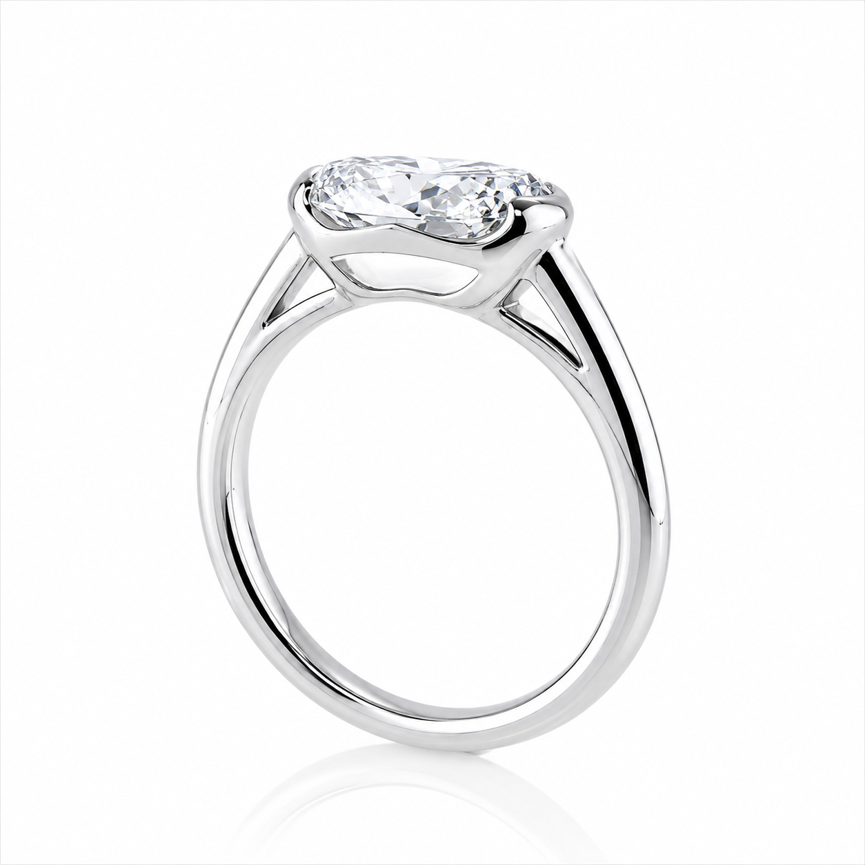 East-West Oval Diamond Solitaire Ring