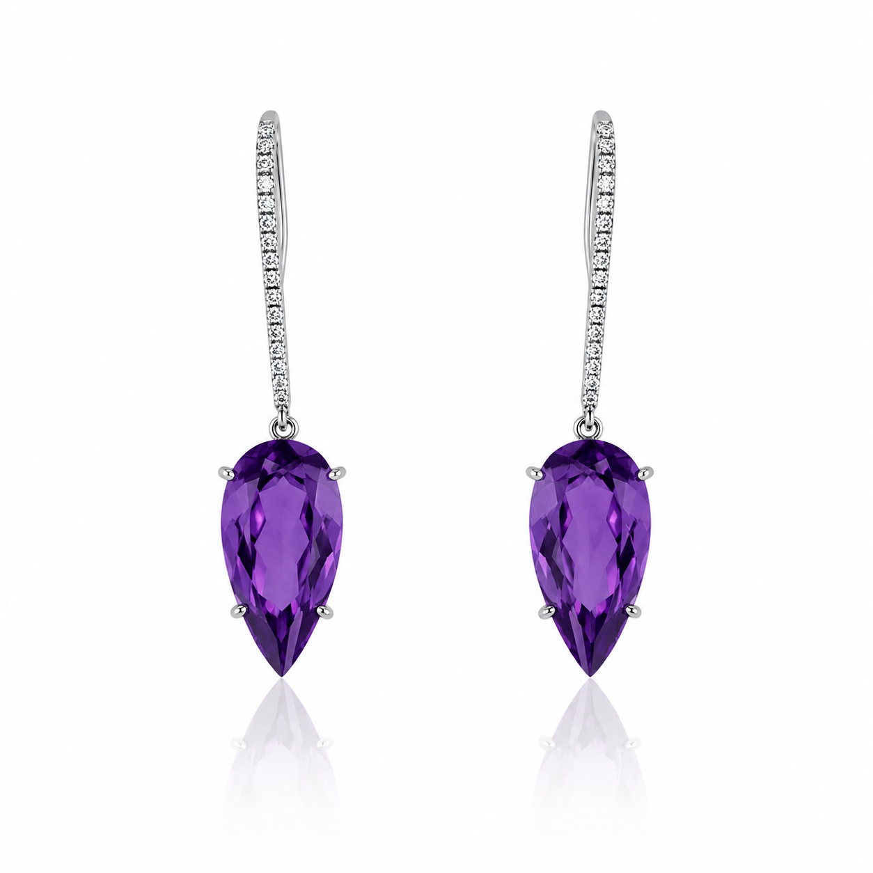 Amethyst gemstone pinnacle earrings
