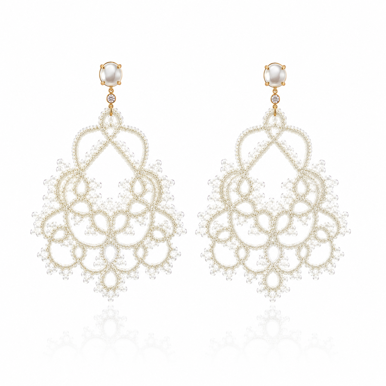 Woven Silk Macrame Earrings with Opal and Diamond accents