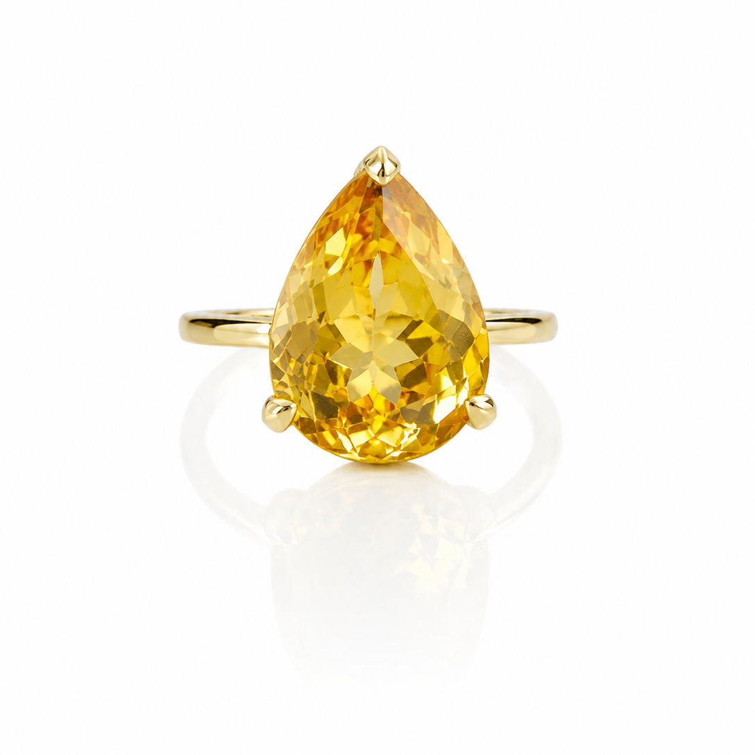 Golden Citrine Solitaire Ring