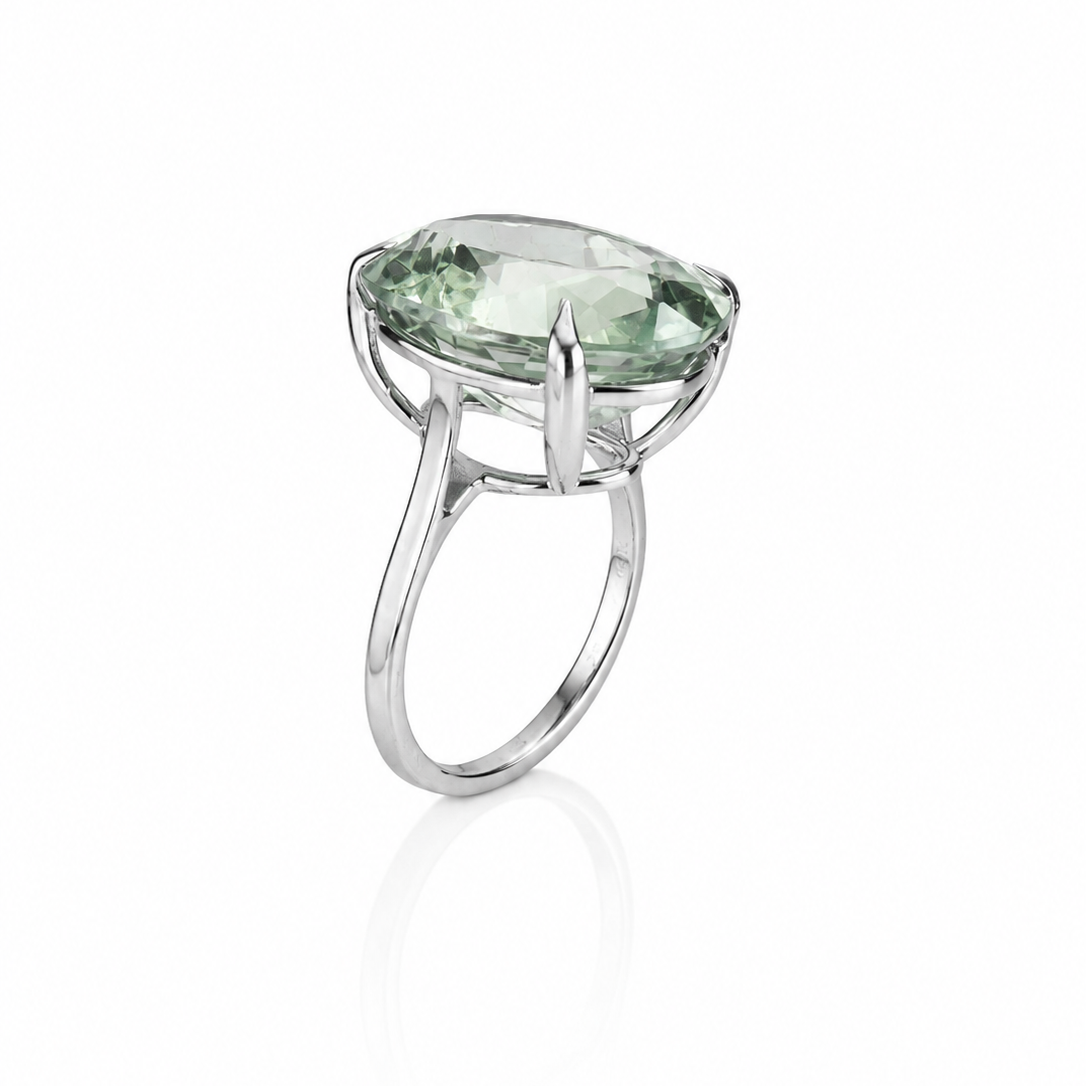 Green Amethyst Solitaire Ring