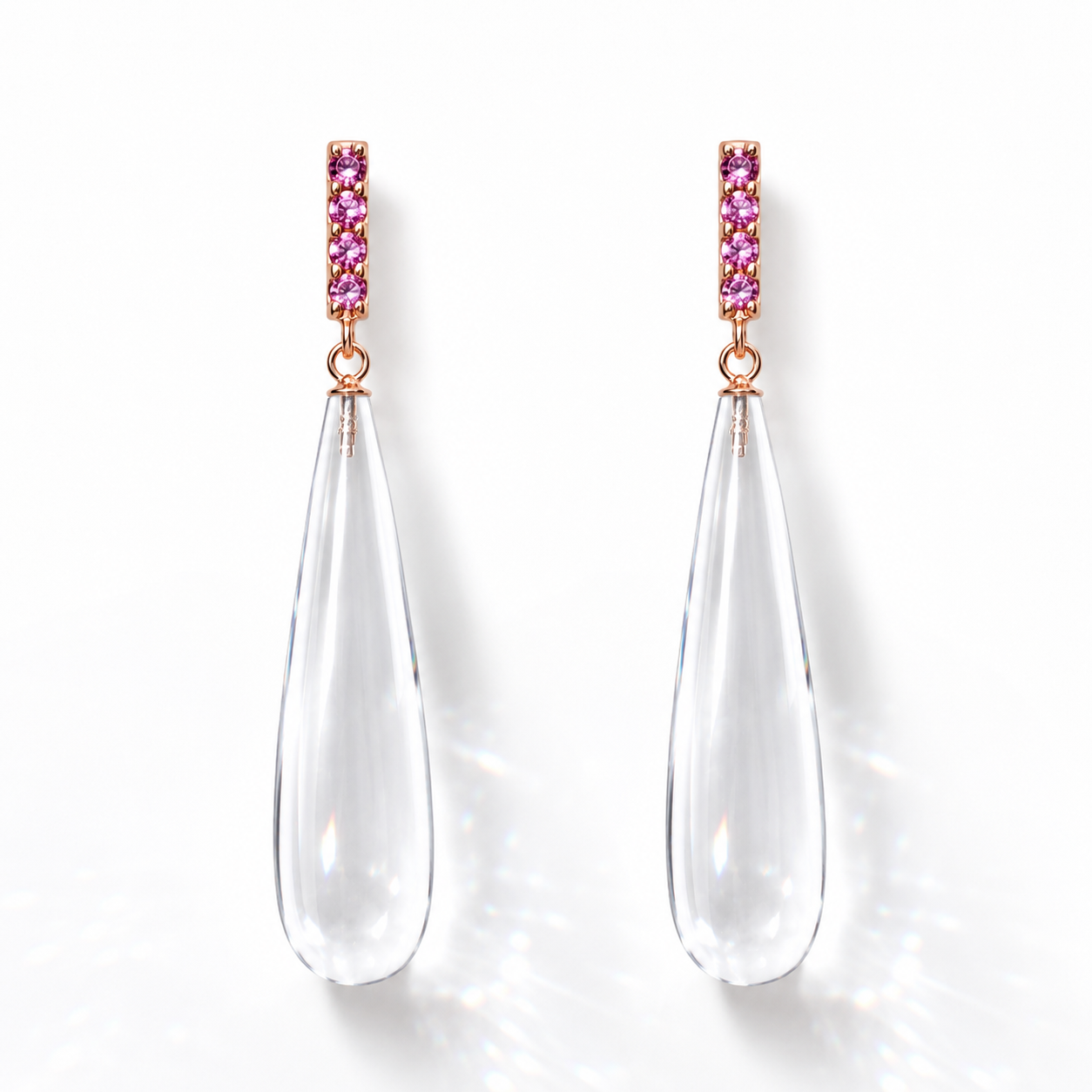 Quartz Pink Sapphire Drops