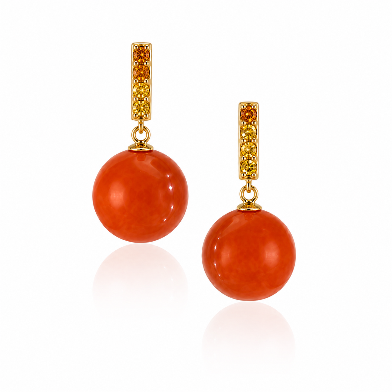 Coral Gem Drop Earrings with Sapphires