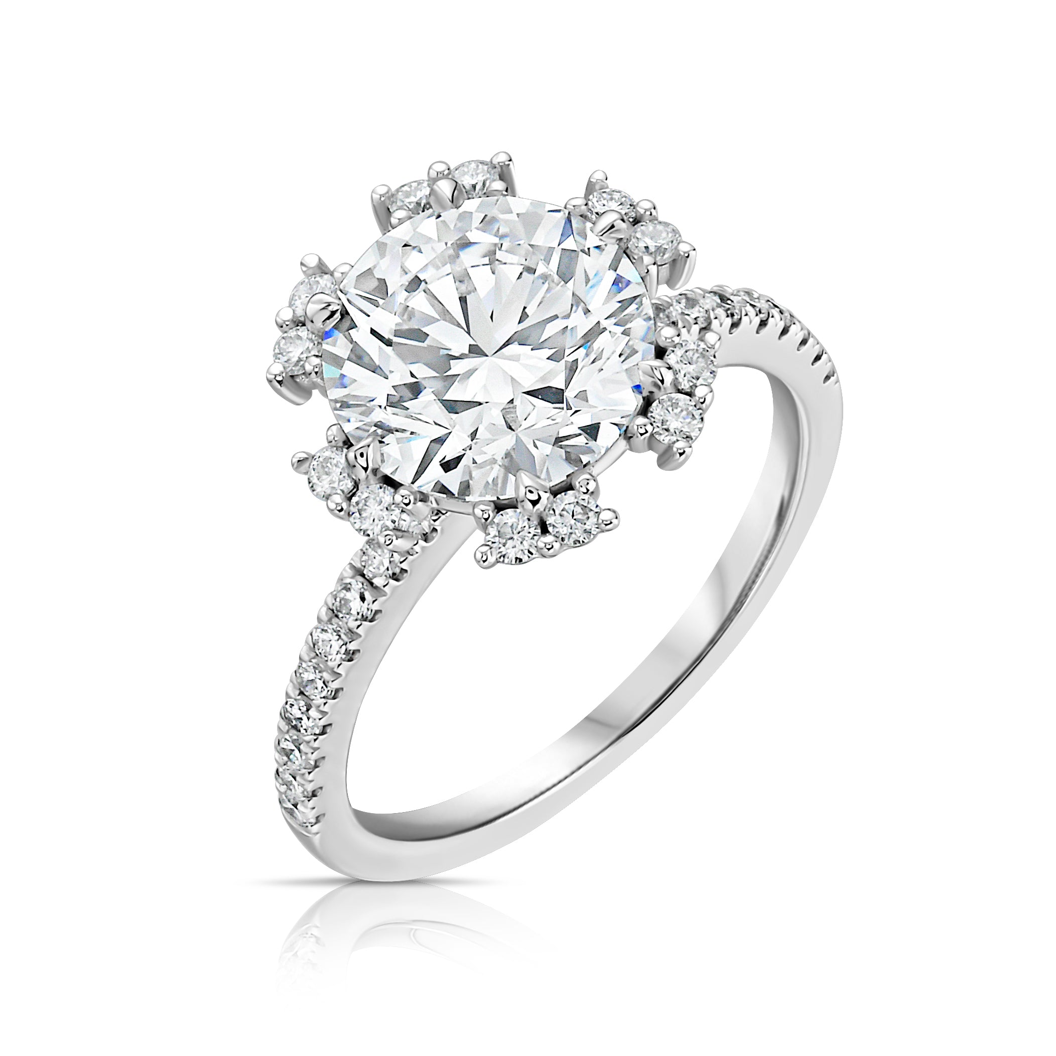 Round Diamond Floral Halo Ring