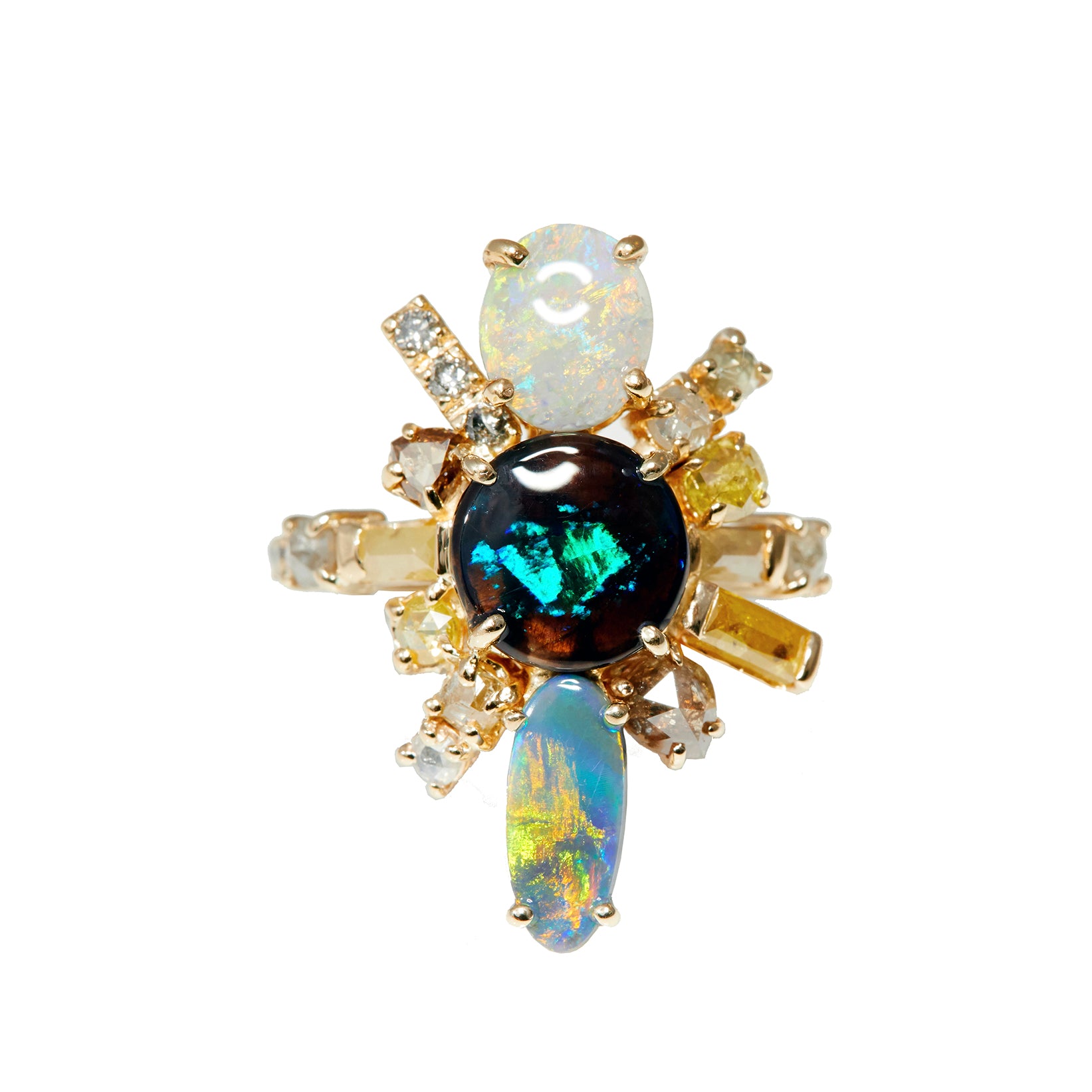 Black Opal Galaxy Ring