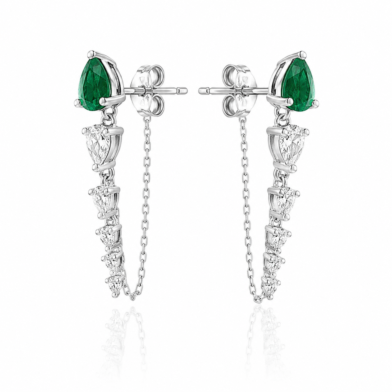 Emerald Diamond Cascade Earrings