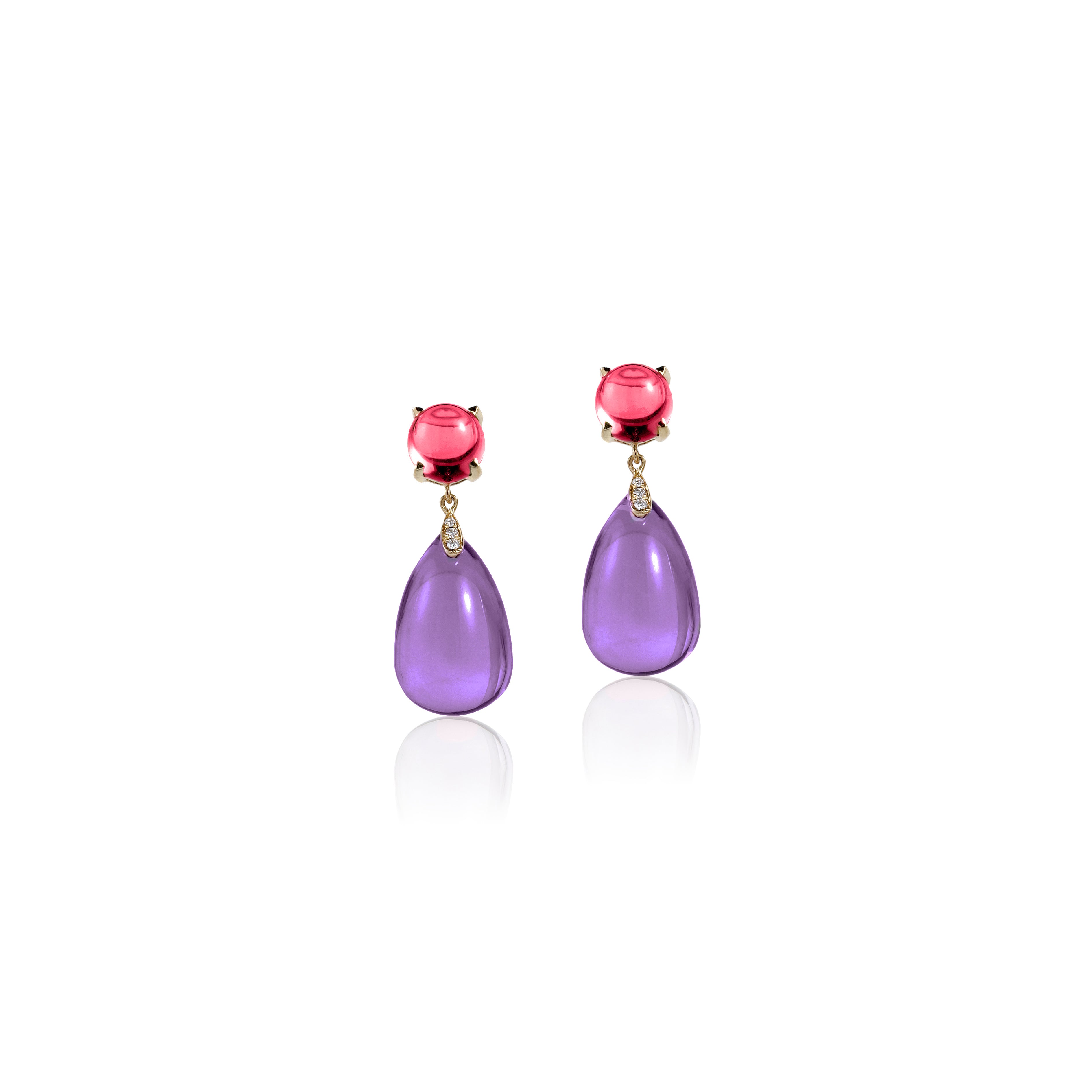 Garnet & Amethyst Drop Earrings