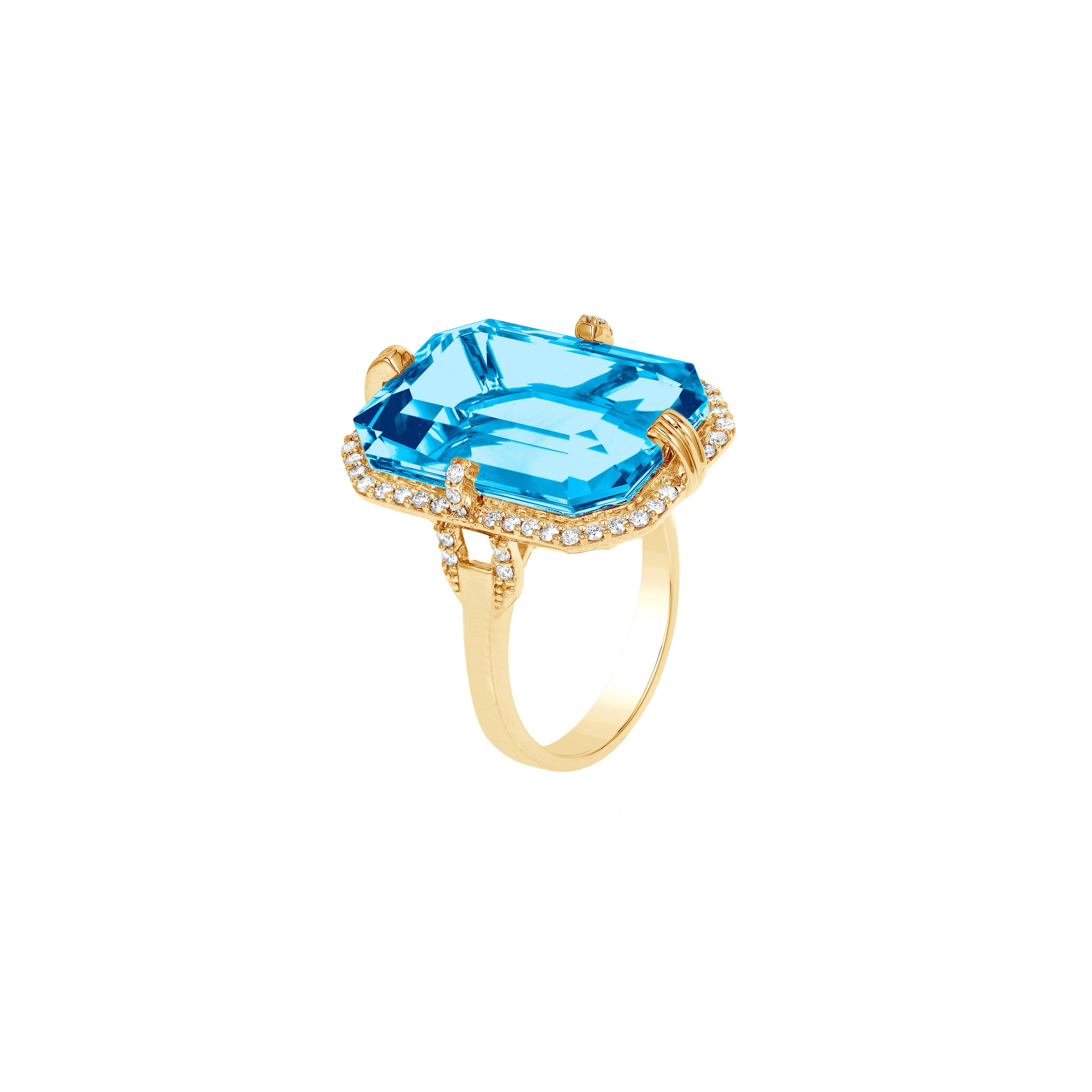 Blue Topaz Emerald Cut Ring