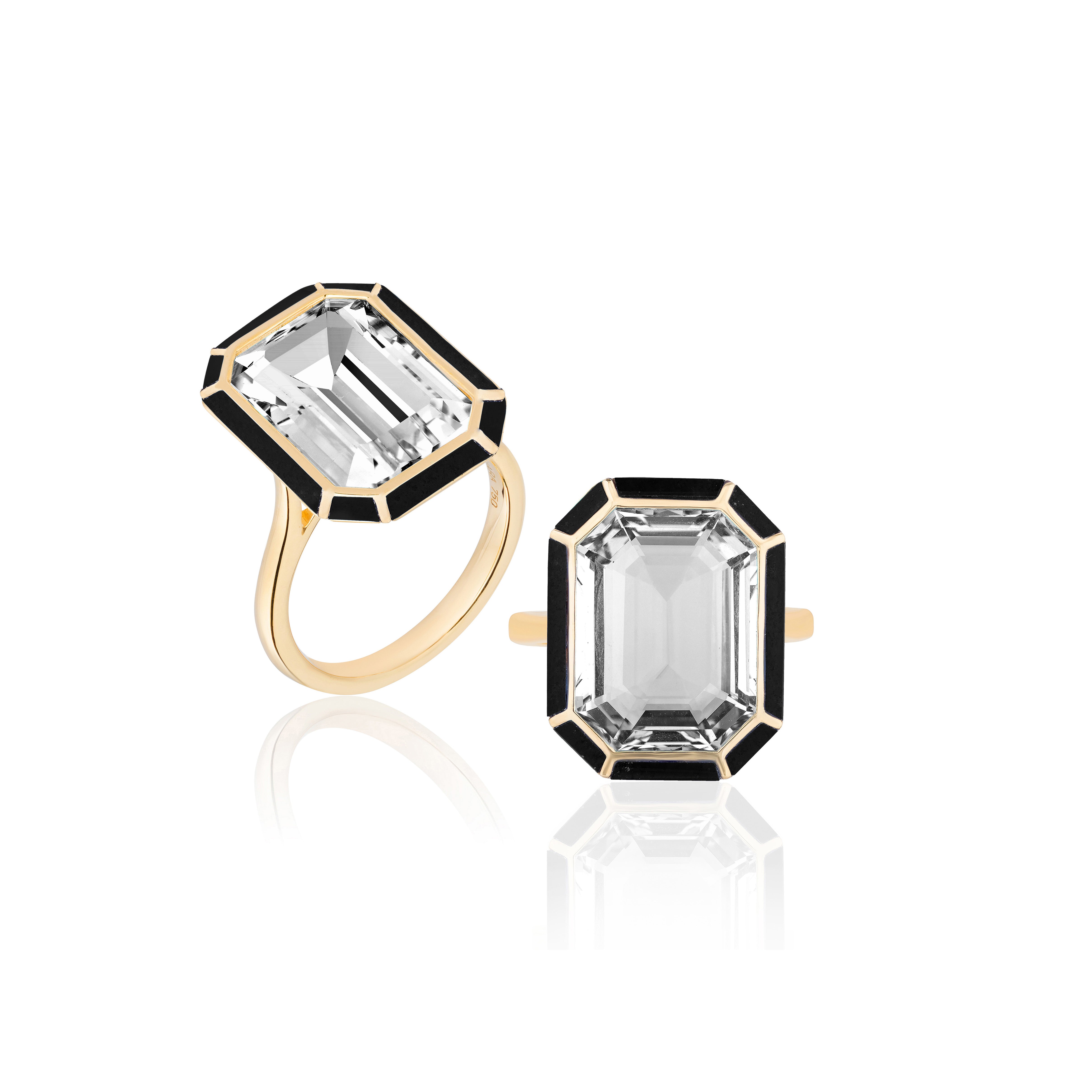 Emerald Cut Ring with Inlay