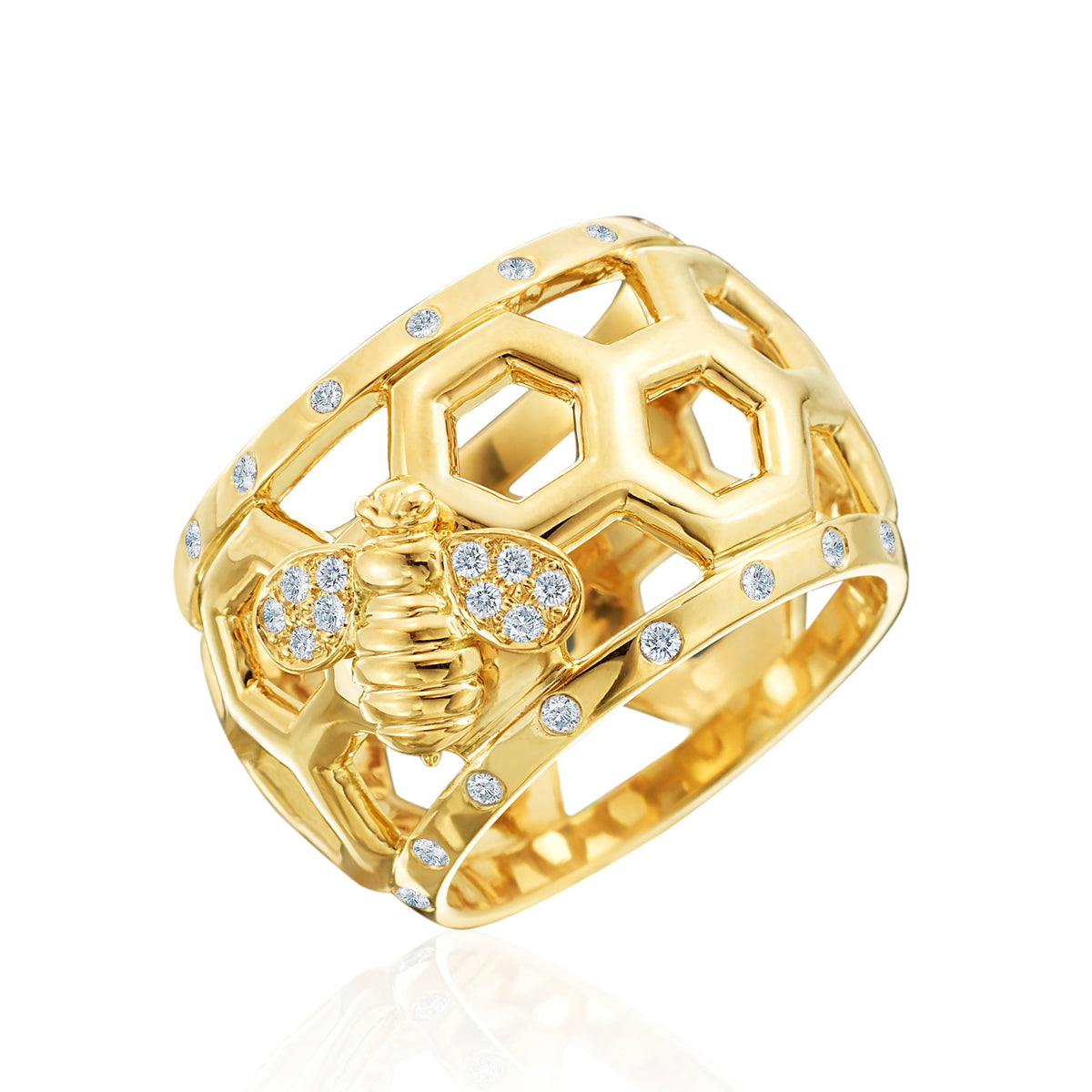 Diamond B Dome Ring with Bee
