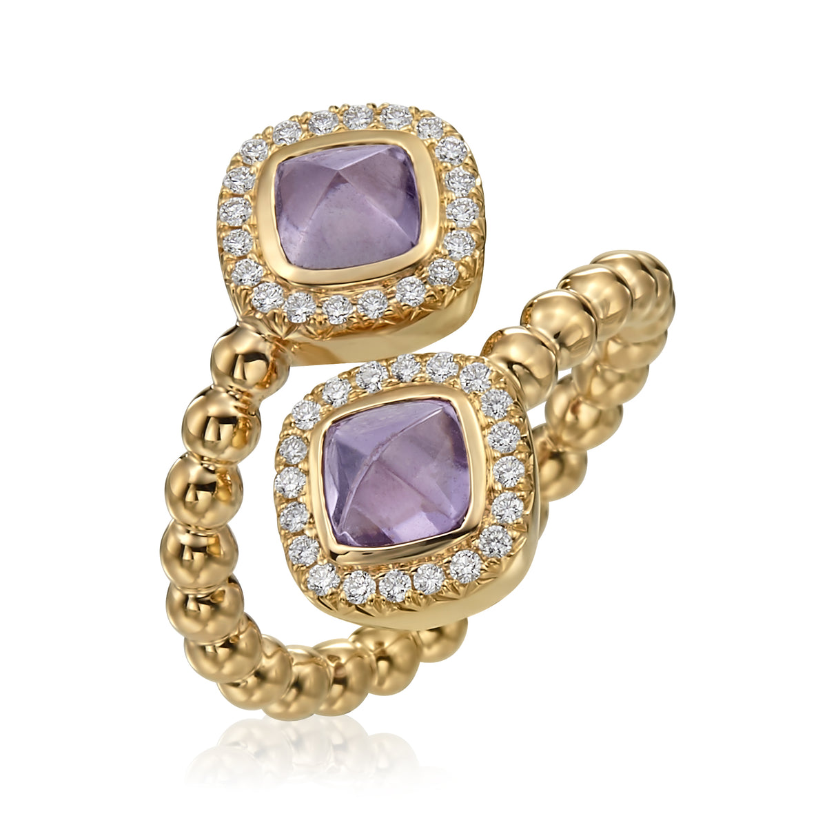 Pink Sapphire Nutmeg Crossover Ring