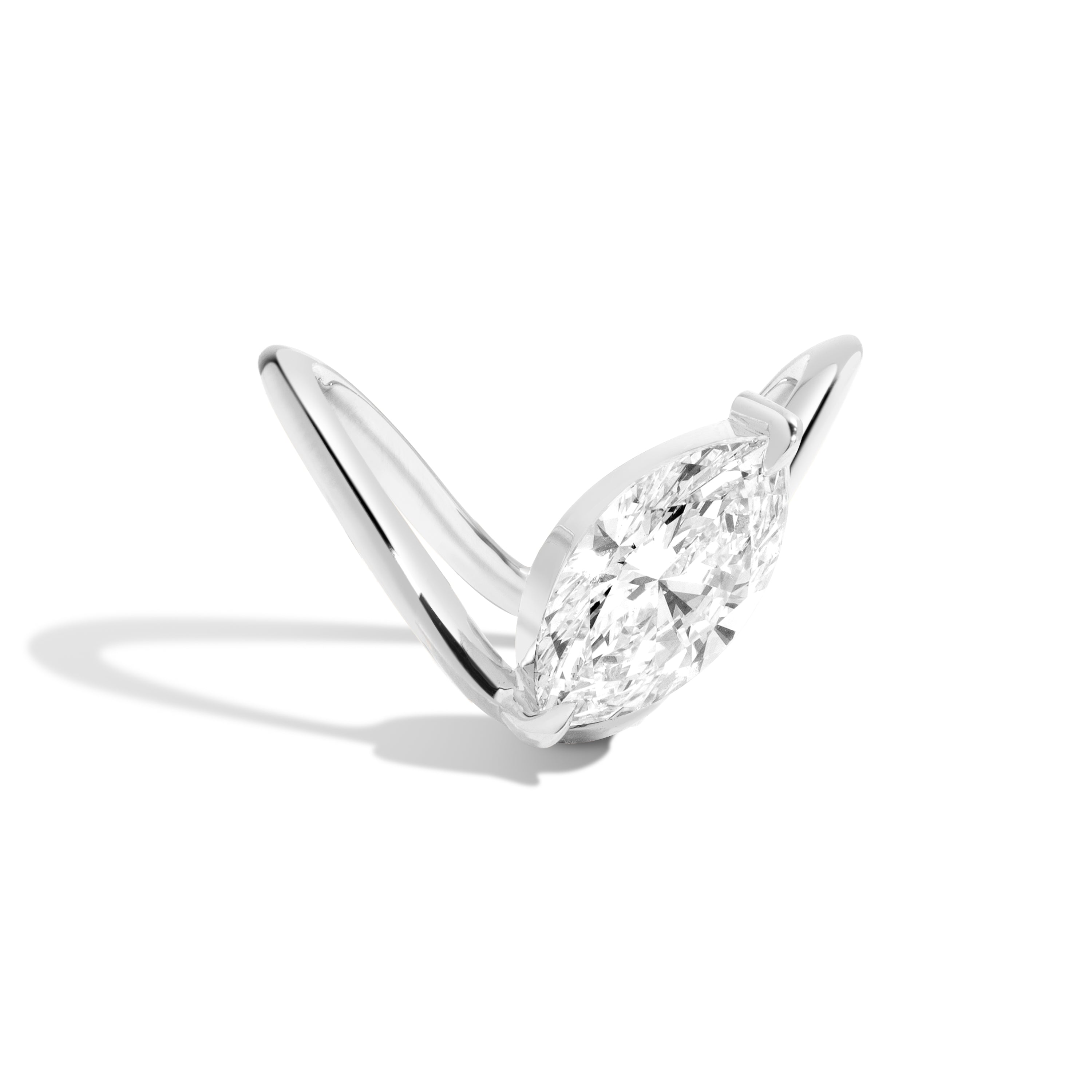Zaha Curve Ring With Marquise