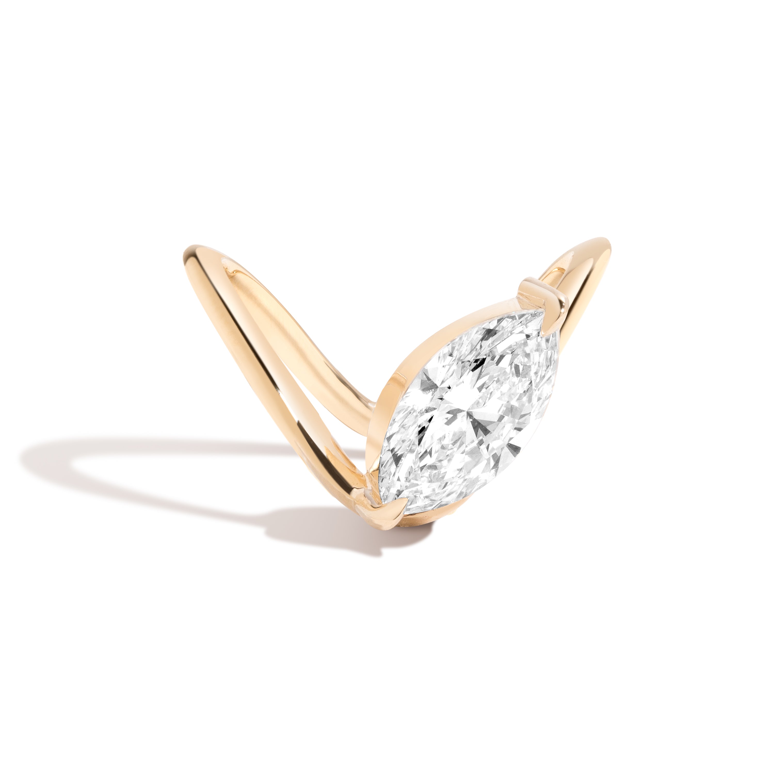 Zaha Curve Ring With Marquise