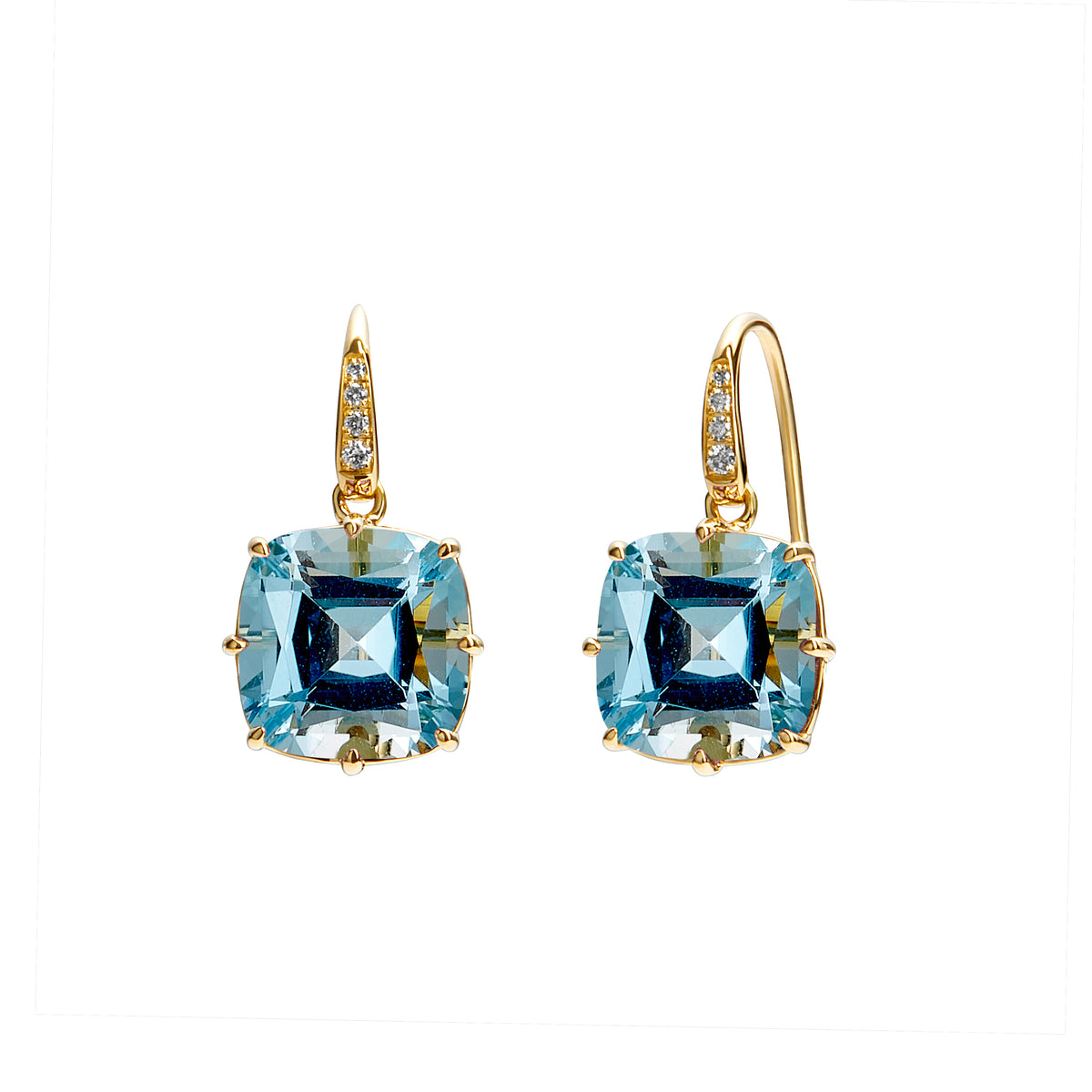 Blue Topaz Cushion Earrings