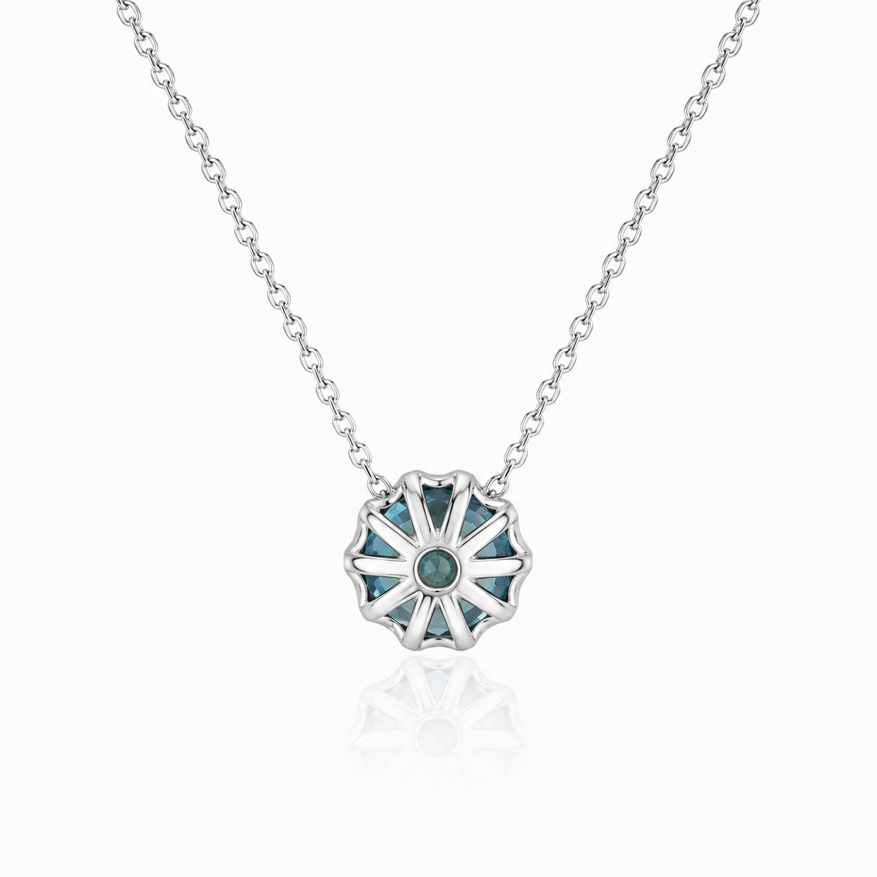 Scalloped Blue Topaz Pendant Necklace