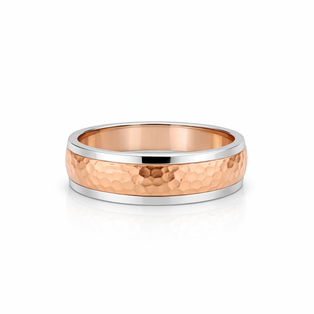Mens Rose gold platinum wedding band