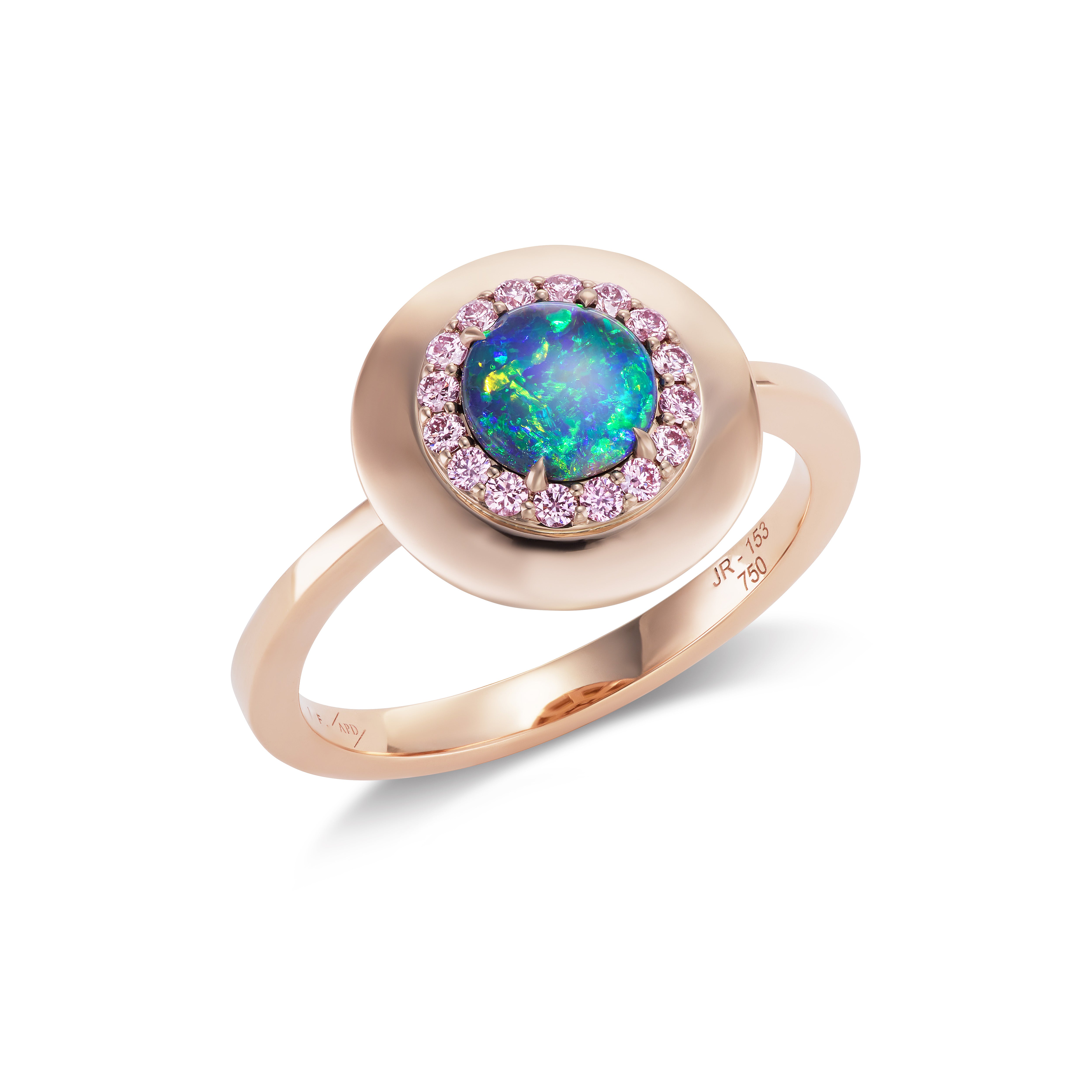 Round Black Australian Opal Ring