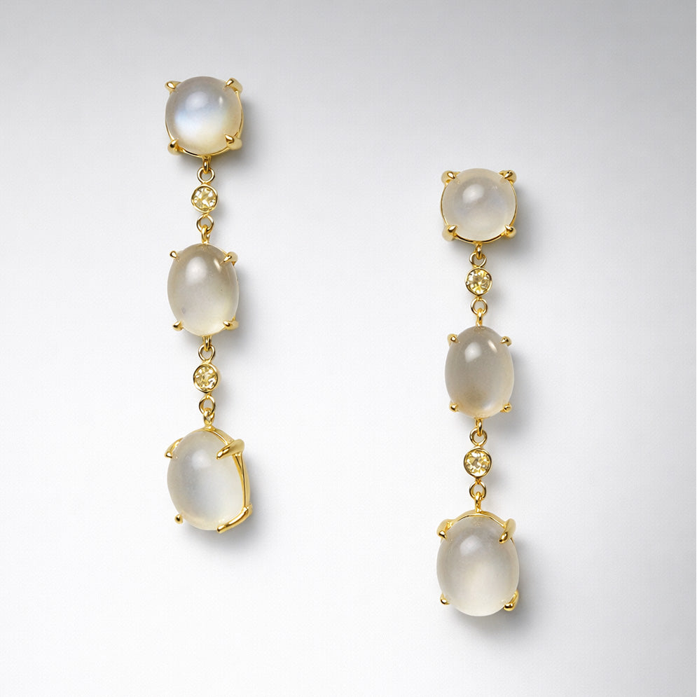 Moonstone diamond earrings