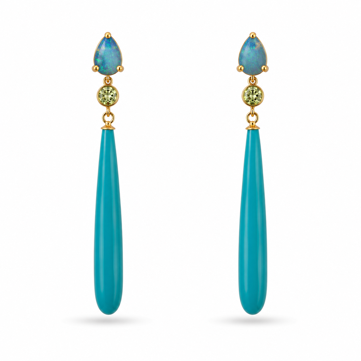 Turquoise Peridot Opal Drop Earrings