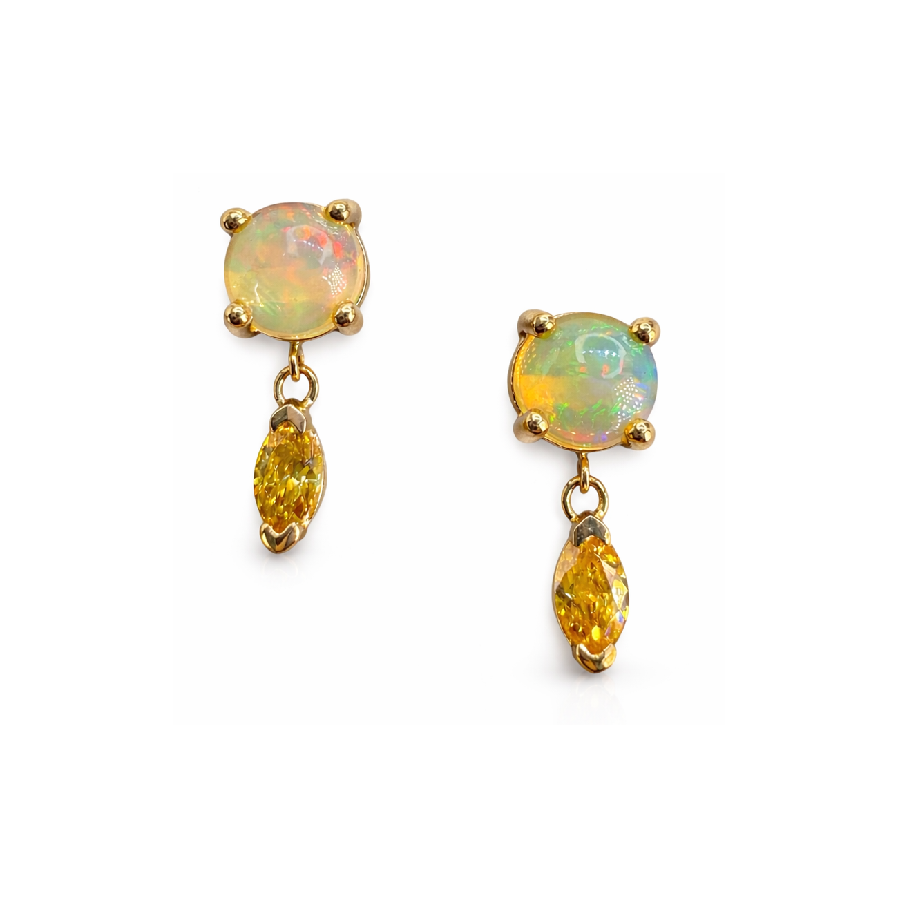 Opal Yellow Diamond Earrings