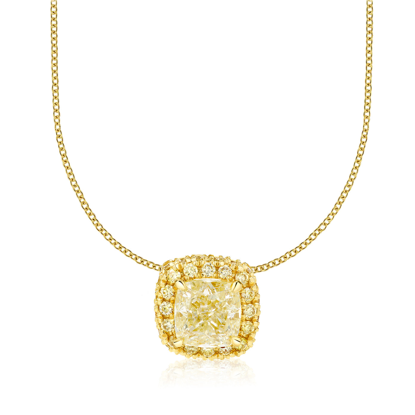 Cushion Cut Yellow Diamond Necklace