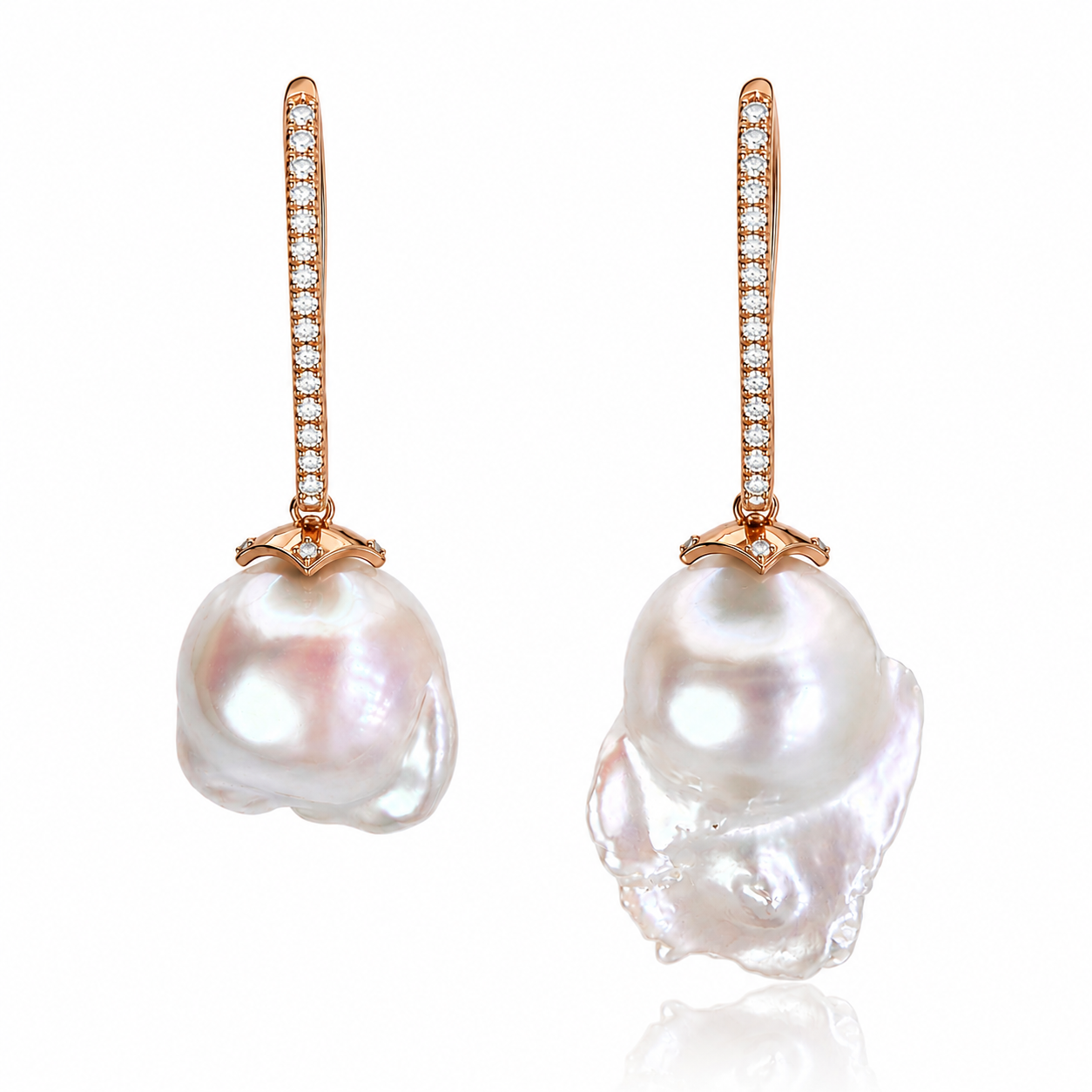 Baroque Pearl Diamond Earrings
