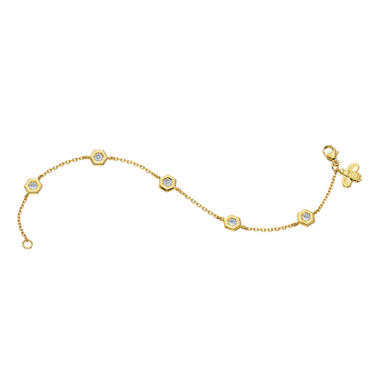 Five-Diamond Mini B Bracelet