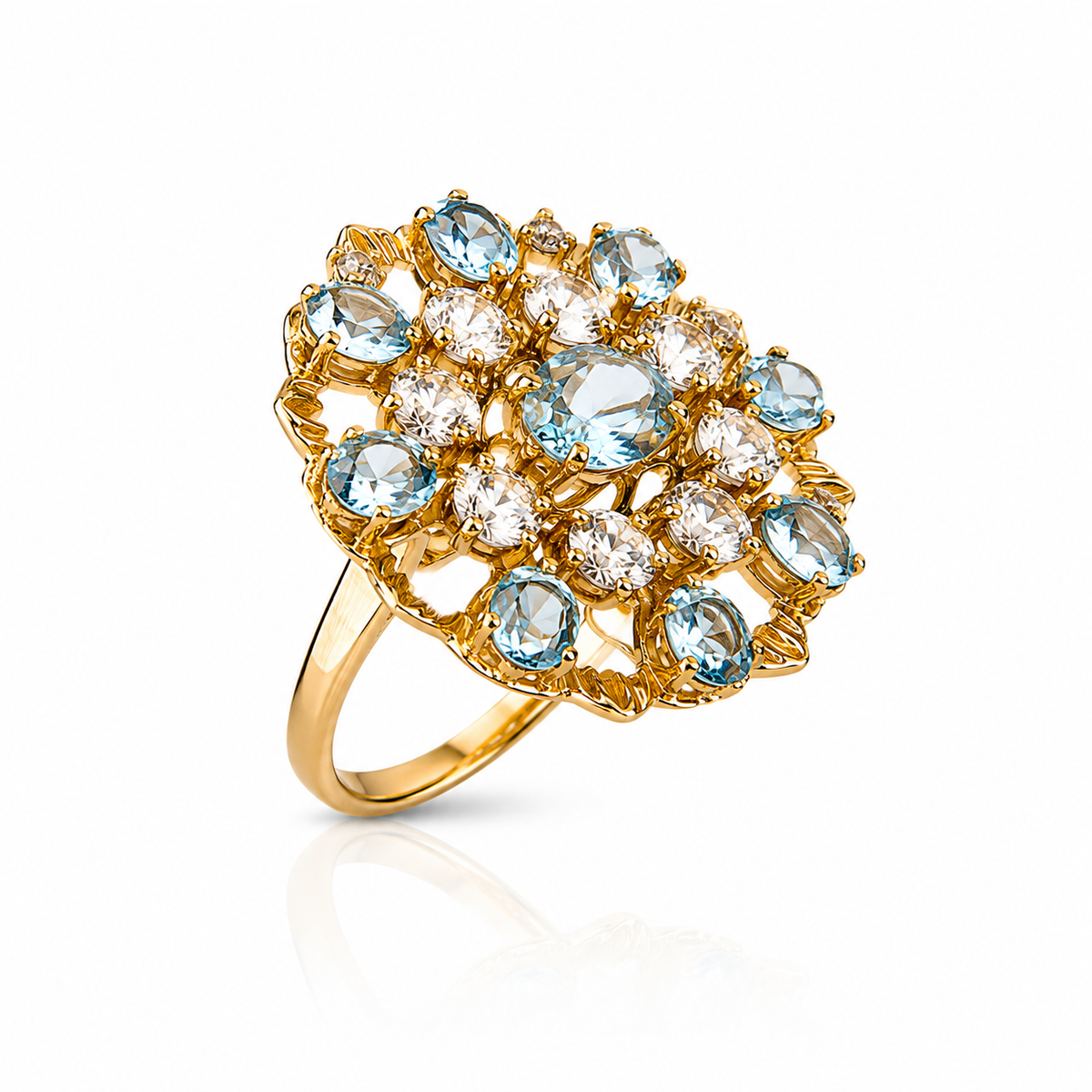 Blue Topaz Bouquet Ring