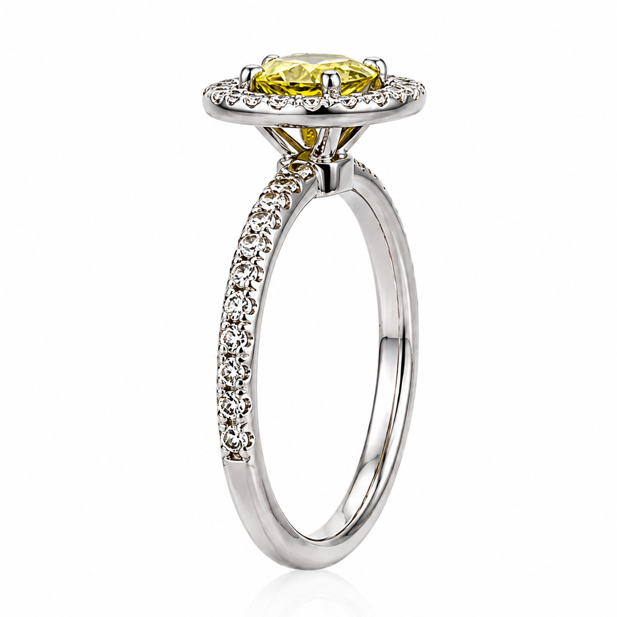 Fancy Intense Yellow Diamond Halo Ring