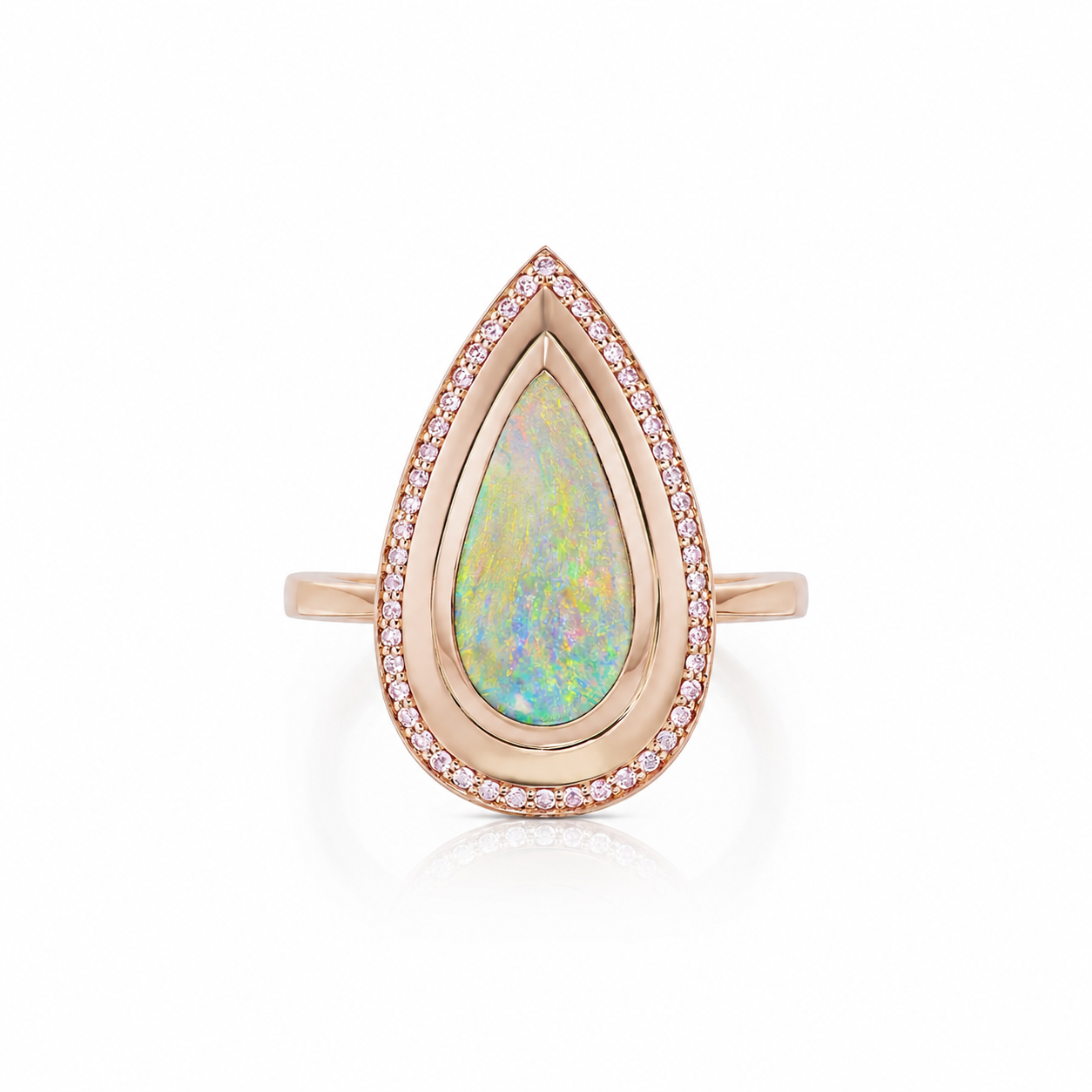 Argyle Pink Diamond and Australian Opal Ring