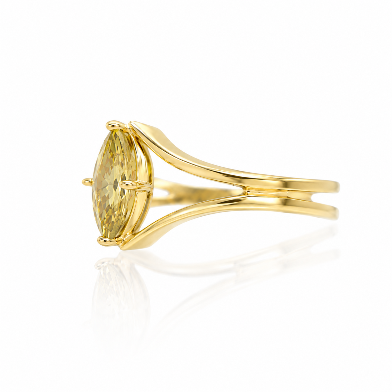 Yellow Marquise Solitaire Diamond Ring