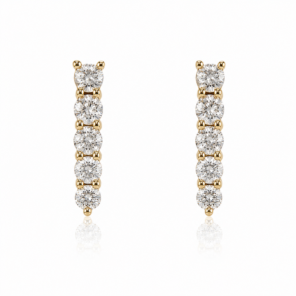 Five Diamond Bar Earrings