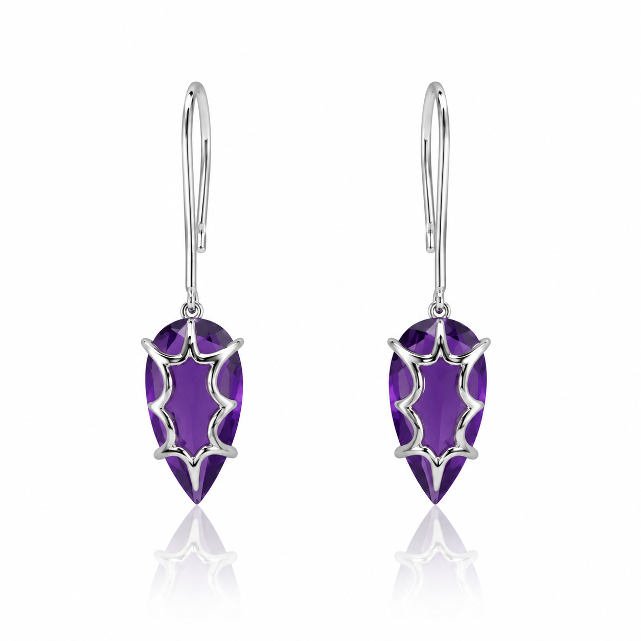 Amethyst gemstone pinnacle earrings