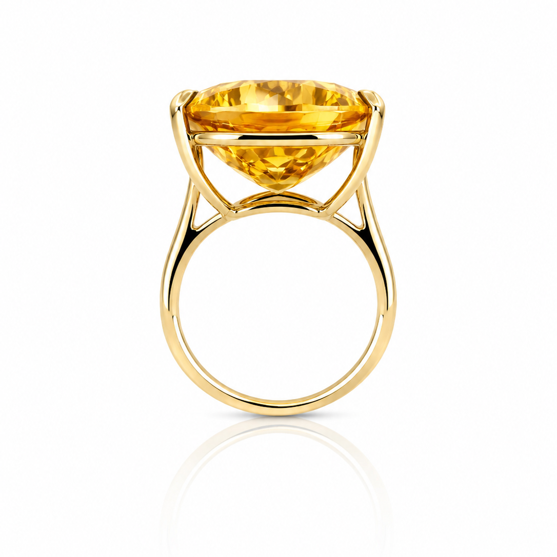 Golden Citrine Solitaire Ring