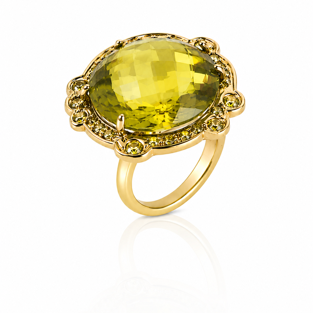 Green Garnet Halo Ring
