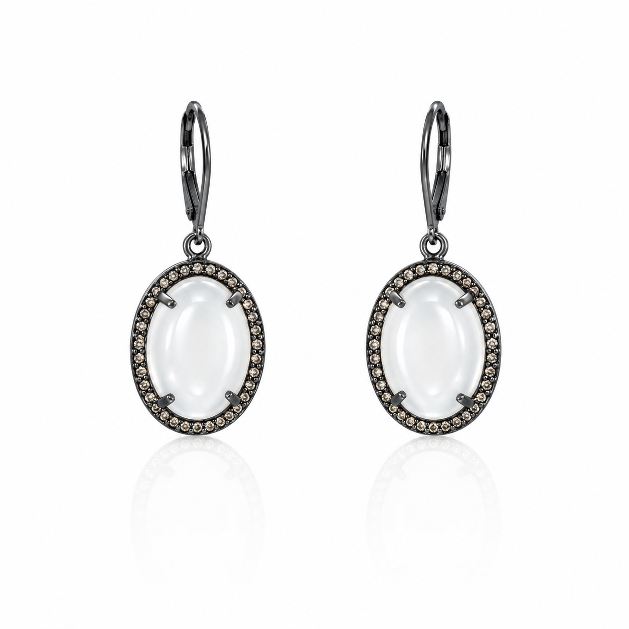 Moonstone Champagne Diamond Earrings