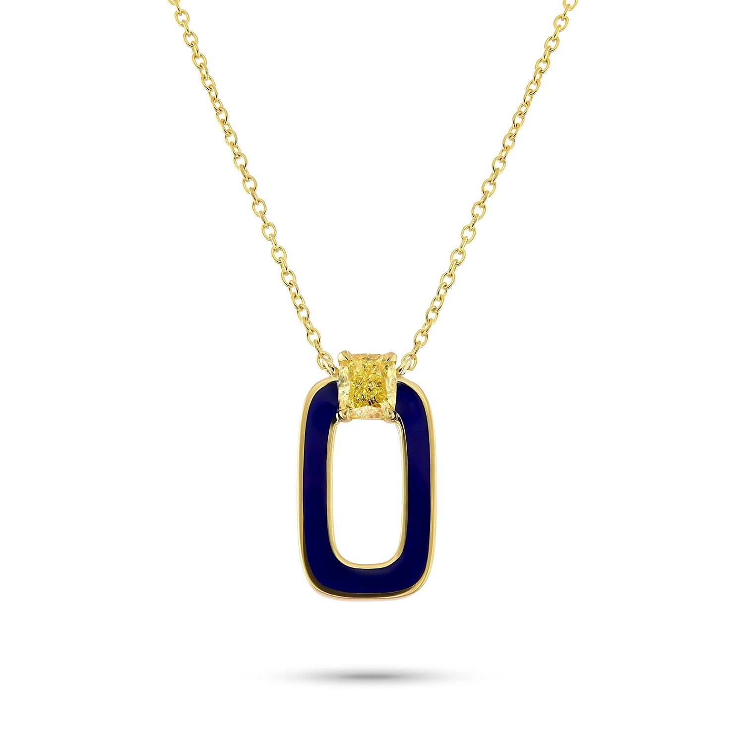 Yellow Diamond Enamel Deco Necklace