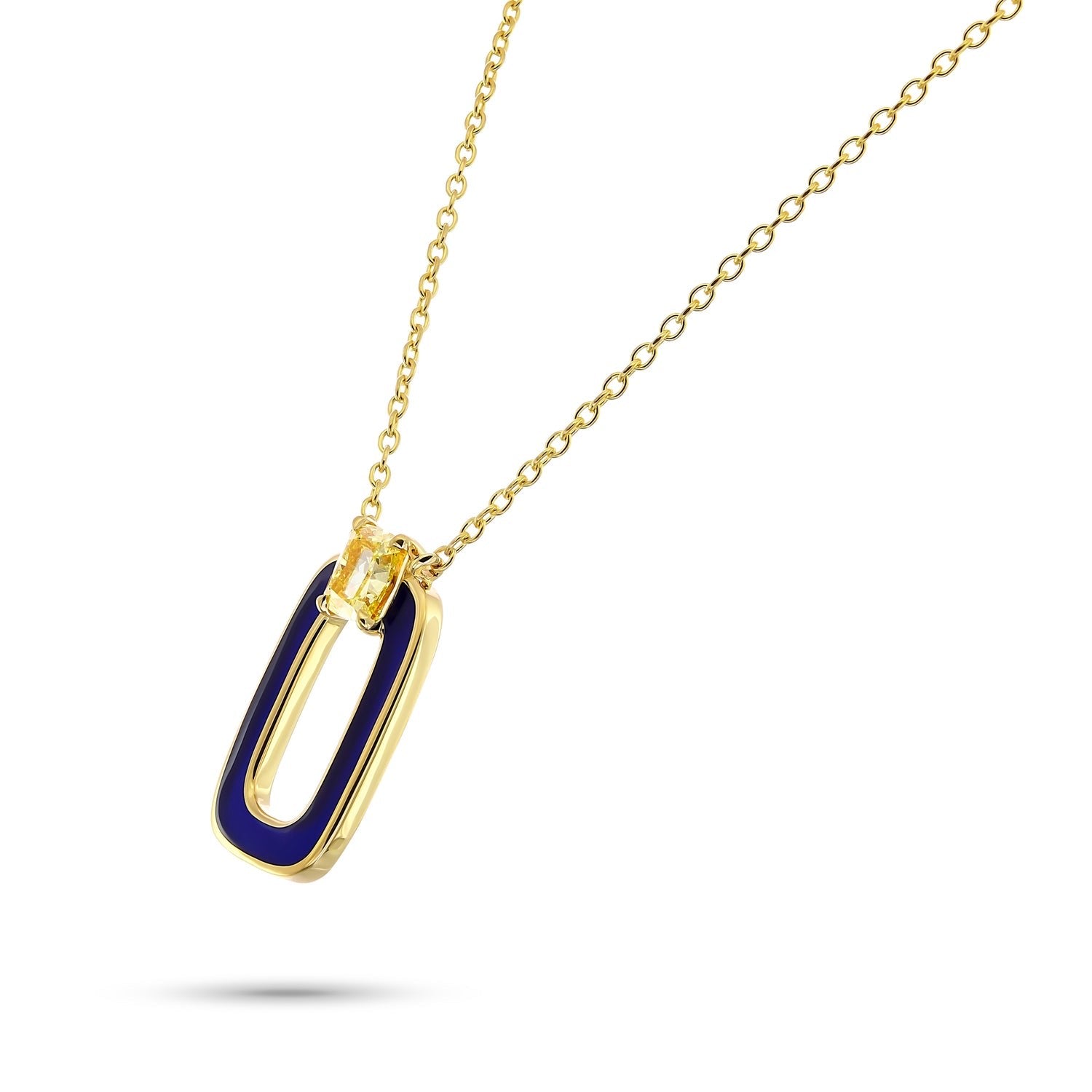 Yellow Diamond Enamel Deco Necklace