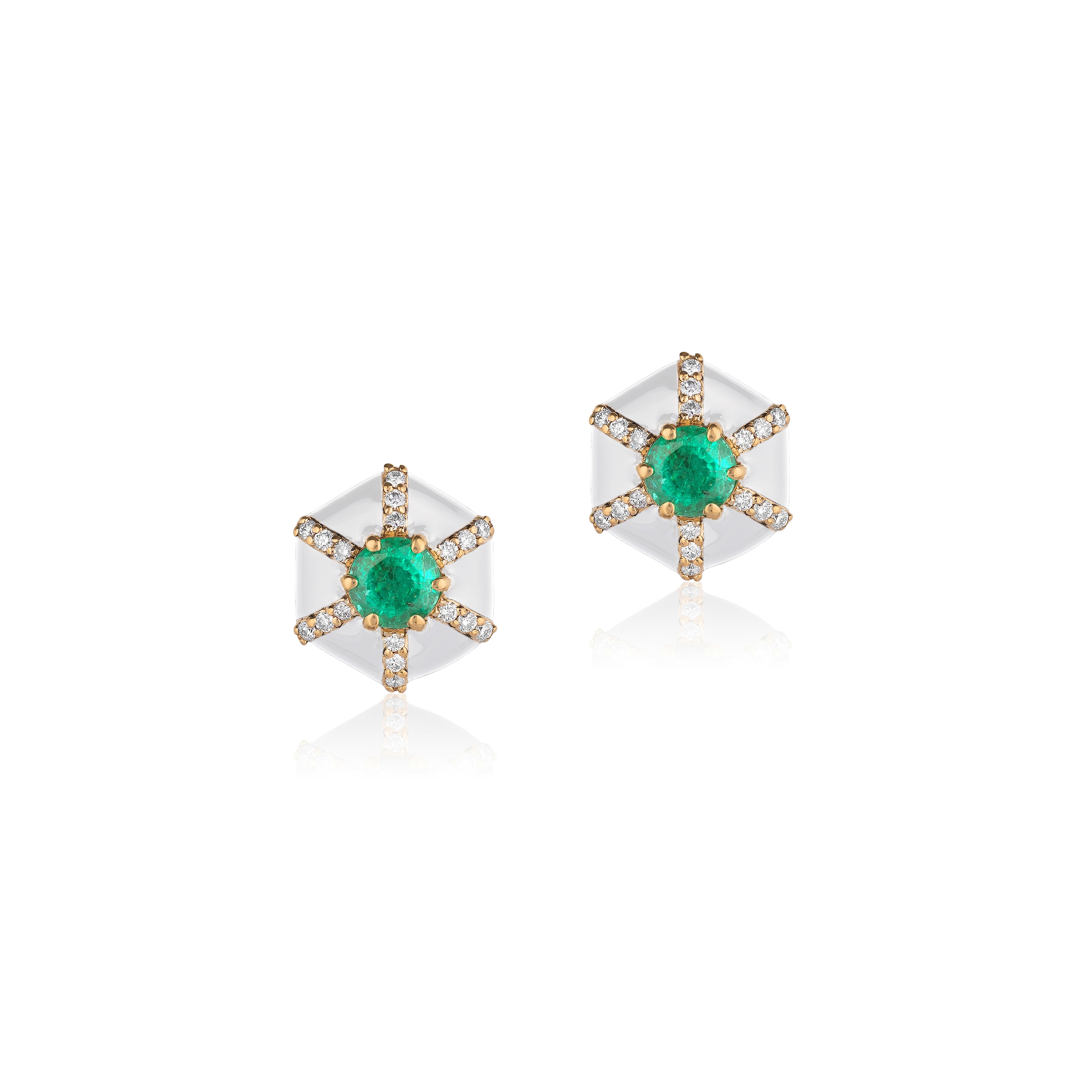 Queen Emerald Enamel Studs
