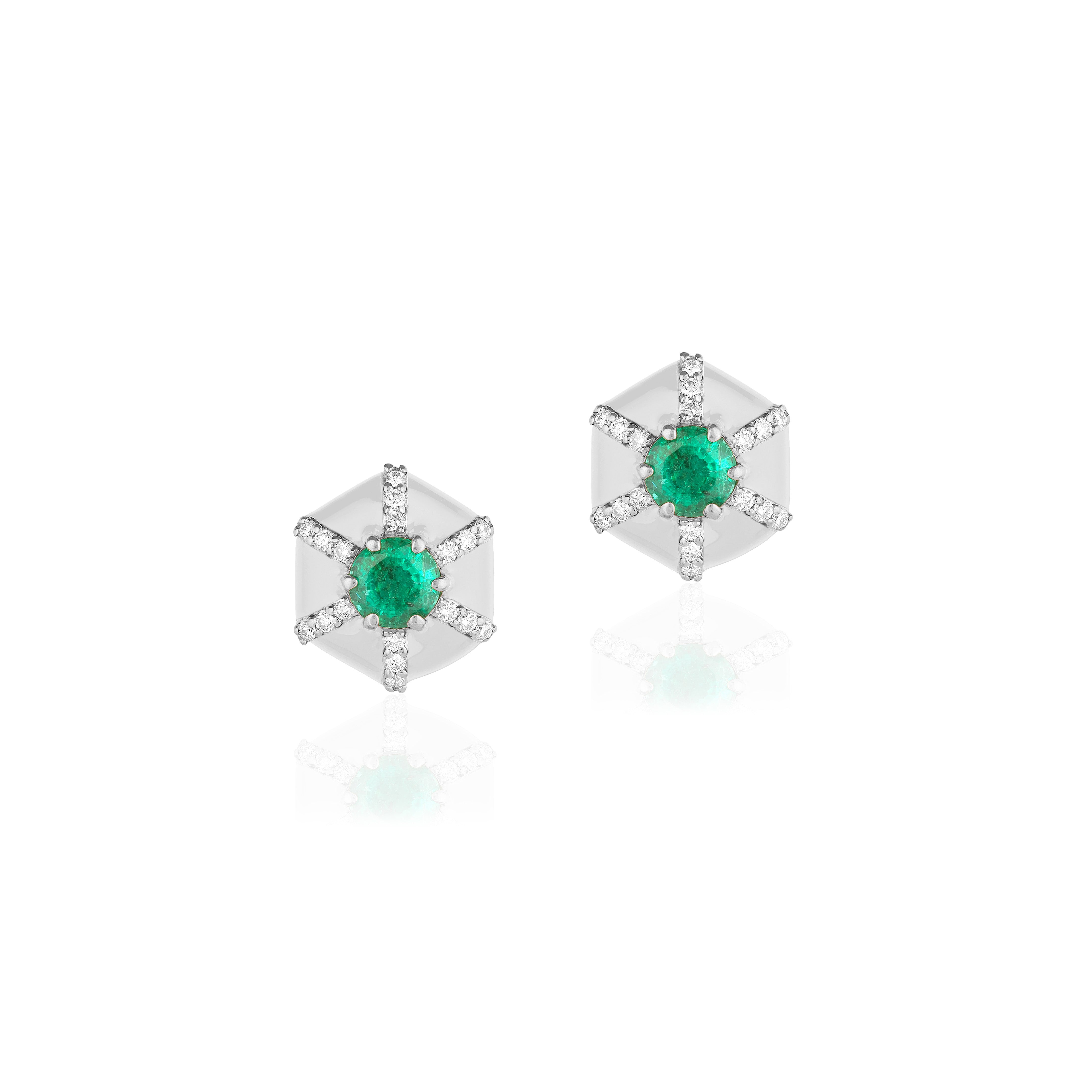 Queen Emerald Enamel Studs